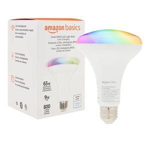 Amazon Basics Smart BR30 LED Light Bulb, Color Changing, 9W (60W Equivalent)